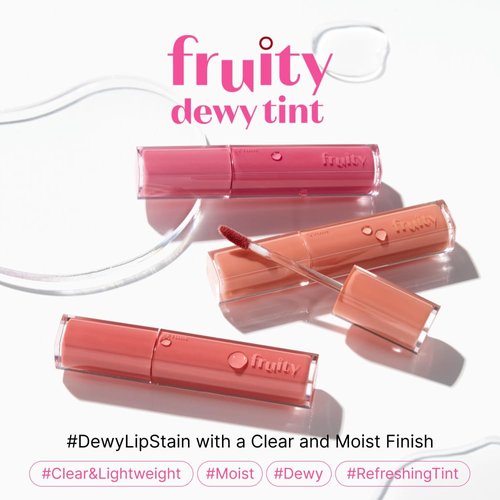 ETUDE Fruity Dewy Tint 03 Raspberry Lolly | Vegan Lip Stain with Only Essential Ingredients | Transparent Watercolor Lip Stain for Clear and Shimmering Finish