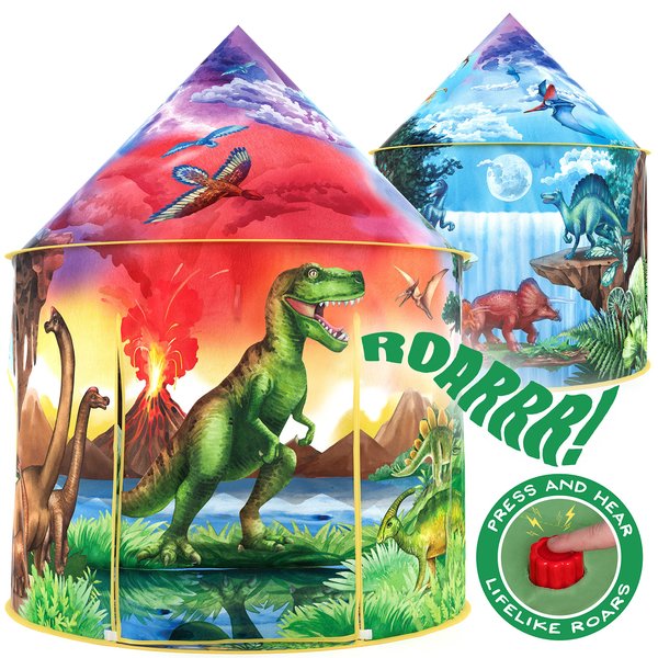 W&O Dinosaur Discovery Kids Tent with Roar Button, Dinosaur Tent, Best Easter Toys for Boys & Girls, Pop Up Tent for Kids, Dinosaur Toys for Kids, Kids Tent Indoor & Outdoor