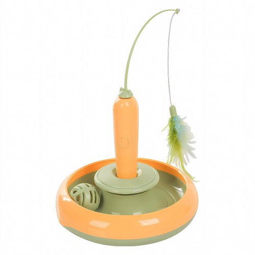 Interactive Automatic Cat Toy for Indoor Cats/Kittens, 3 in 1, Spinning Feather Cat Toy, Rolling Ball Cat Toy Track, Cat Feather Toy, Perfect for Cats of All Ages, Sizes and Breeds