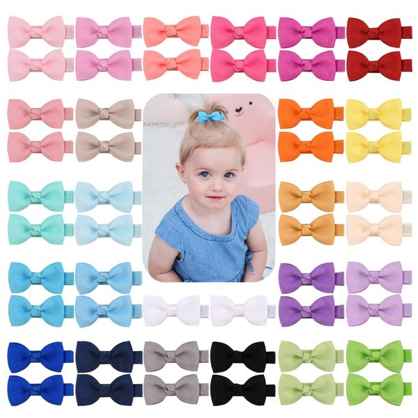 Ruyaa Baby Hair Clips Fully Lined,Baby Barrettes No Slip for Fine Hair,Hair Accesories,Toddler Hair Clips,Infant Bows,Hair Pins (classic colors 50pcs)