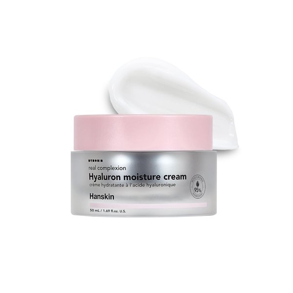 Hanskin Real Complexion Hyaluronic Moisture Cream,Hyaluronic Acid Moisturizer with Niacinamide Vitamin E Moisturizing Lotion for Sensitive and Dry Skin Korean Skincare 1.69 fl.oz.