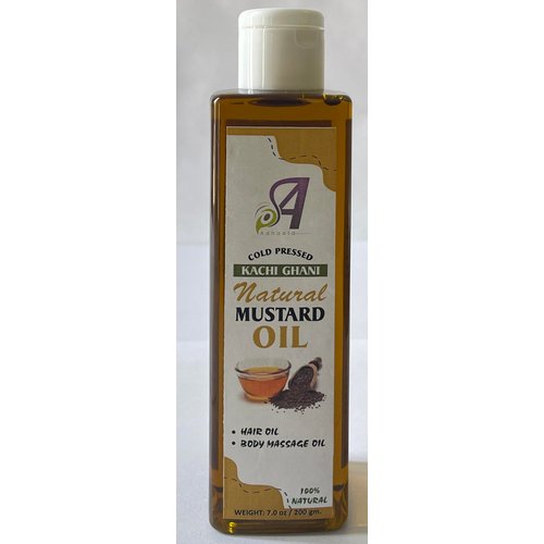 ADHAATA Mustard Oil | Kachi Ghani Mustard Seed Oil | Brassica Juncea | Unrefined | For Hair Growth | For Skin | For Massage | 100% Pure Natural | Cold Pressed Mustard Oil 7 Fl oz - (200 gram)