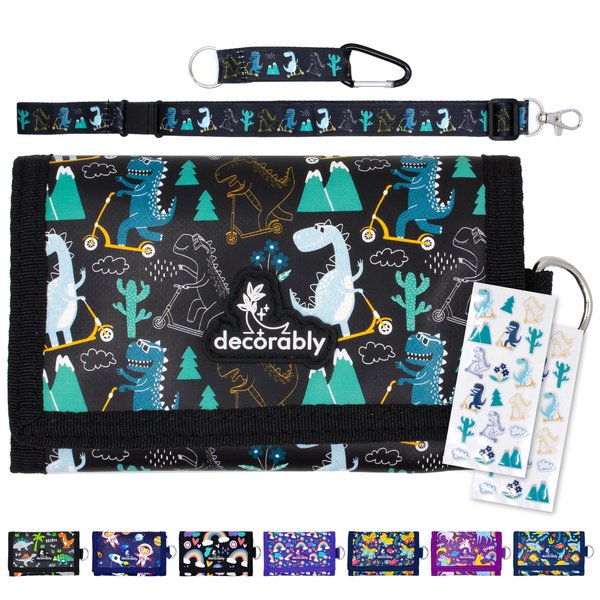 Trifold Dinosaur Kids Wallet with Lanyards - Boys Wallets for Kids 6-8, Boys Wallet for Kids Wallet for Boys Ages 5-7, Kids Wallets for Boys 5-7, Kids Dinosaur Wallet Kids Boys Wallets for Kids 4-6