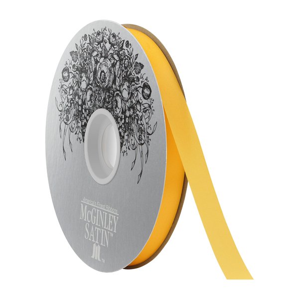 McGinley Mills 9/16" W Acetate Satin Ribbon, Yellow, 100 Yard Spool