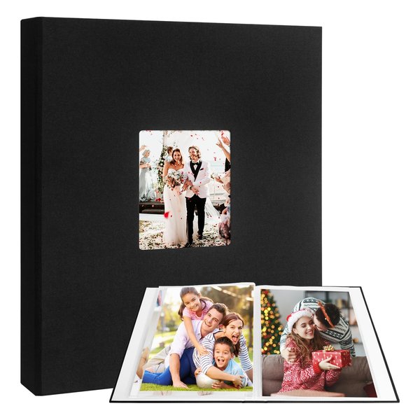 Aevdor 11x14 Photo Album Holds 64 Photos, Linen Cover Art Portfolio 11x14, Photo Album 11x14 Art Binder, 11x14 Art Portfolio Folder with Clear Plastic Sleeves for Kids & Artists Artwork Drawing, Black