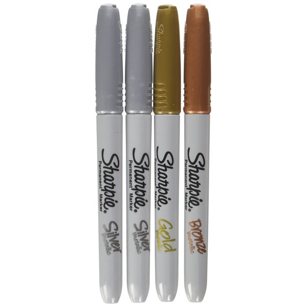 Sharpie - Fine Point Metallic Permanent Markers - Silver/Gold/Bronze (1-Pack of 4)