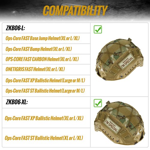 OneTigris Tactical Helmet Cover, Cloth Cover for Fast Helmet in Size M/L & Fast Bump Helmet in Size L/XL - ZKB06 No Helmet