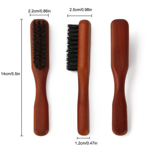 Boar Bristle Hair Brush, Slick Back Hair Brush with Wood Handle & Thick Medium Stiffness Bristles, Detangles Hair, Fights Frizz, Professional Barber, Styling &Women's and Men's Grooming Accessories