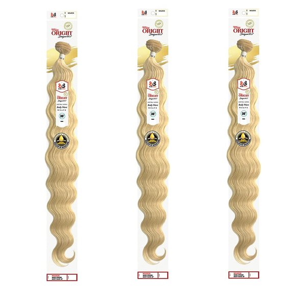 BOBBI BOSS Miss Origin Human Hair Blend Long Weave BODY WAVE 36" (3-Pack, Natural Brown)