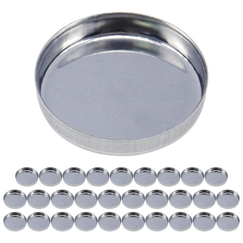 Coshar Pack of 30 Empty Round Metal Pans 26mm Eyeshadow Palette Pans Replacement for Magnets Makeup Palettes (5mm Height) Silver