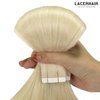 Lacer Hair Extensions Real Human Hair Tape in Platinum Blonde Seamless Double Sided Straight Natural Thick Hair Extensions Human Hair for Women 18 Inch 20pcs 50g