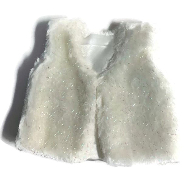 Sparkly White Faux Fur Vest for 18 inch Doll Clothes