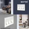 BESTTEN 3-Gang Screwless Wall Plate, USWP4 Off White Series, Decorator Outlet Cover, H4.69” x W6.54”, for Light Switch, Dimmer, USB, GFCI, Receptacle, 2 Pack