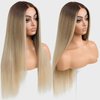 ENCOUNTERU Ombre Blonde Lace Front Wig Straight Wigs for Women Synthetic Lace Front Dirty Blonde Long Straight Wigs 13X5X1 HD Lace Frontal Natural Looking Ready to Go Glueless Wig