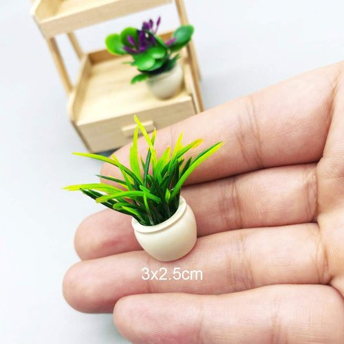 Dollhouse Decoration Plant Pots Miniature Green Potted Miniature Bonsai Model Dollhouse Accessories Decor,1 12 Scale Doll House Miniature Plant Model (4 Different Flower Bots)