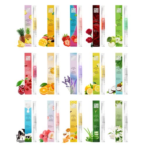 Fokostar Nail & Cuticle Oil Pen 15Pcs Kit Manicure Essentials Strengthening with Different Naturale Scents Salone SPA Hydrating Repair Treatment Supplies