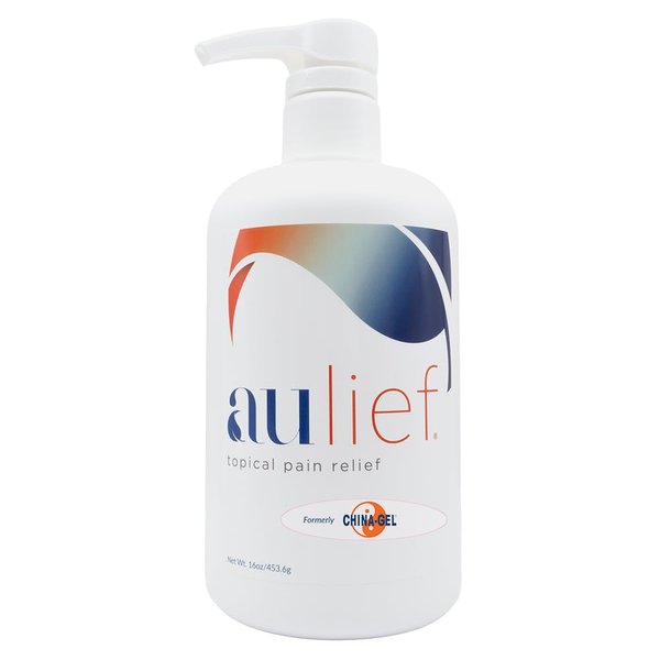 Aulief Topical Pain Relief Cream by China-Gel - for Neck Pain Relief, Knee Pain Relief, Back Pain Relief & Other Muscle and Joint Pain, FSA HSA Approved, Dye-Free White Gel, 16 oz Bottle with Pump