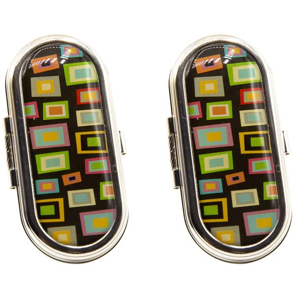 Stephanie Imports Set of 2 Clip-On Round Lipstick Mirrors (Retro Squares)