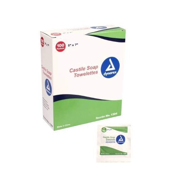 MCK13041210 - Personal Wipe Dynarex Individual Packet Castile Soap 100 per Box