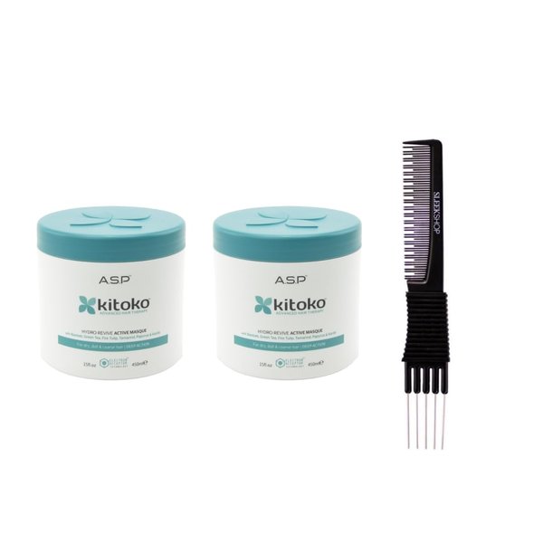 yper Asp Kitoko Hydro-Revive Active Masque (15 oz) with Teasing Comb Pack 2