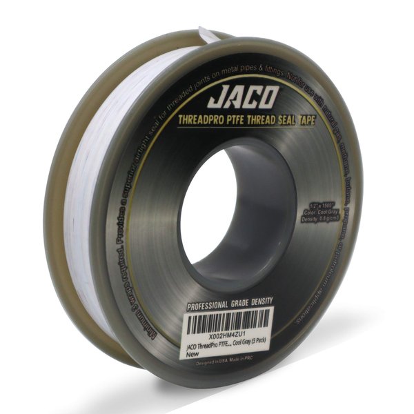 JACO ThreadPro PTFE Thread Seal Tape - 1/2" x 100 ft. (Mega Roll) | Professional-Grade Thread Sealant (Cool Gray)