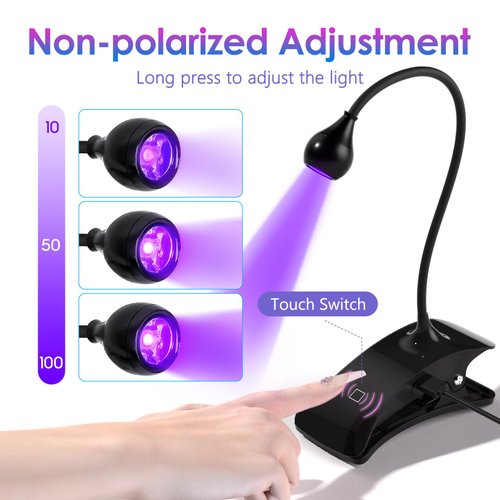 AORAEM LED Nail Lamp 3W Portable Gooseneck Plug in Lamp with 3 Timing Settings Gel Light Nail Dryer Gel Polish Light Professional Nail Light for Gel Nail Home DIY