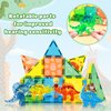 BENOKER Dinosaur Magnetic Tiles,Animals Magnet Building Blocks Toys Dino World,3D STEM Educational Magnet Tiles for Boys Girls Kids Age 3 4 5 6 7 8