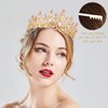 TOBATOBA Gold Pink Crown, Wedding Tiaras and Crowns for Women, Coronas Para Ramos Buchones De Flores, Queen Crown Royal Princess Tiara Headpieces for Birthday Prom Pageant Halloween Cosplay