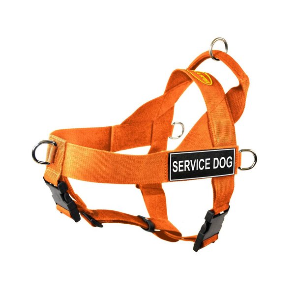 Dean & Tyler DT Universal No Pull Dog Harness with Service Dog Patches, Orange, Small