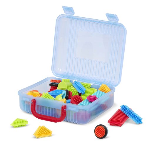 Battat- Bristle Blocks- STEM Interlocking Building Blocks- 50 pc Playset- Reusable Carry Case - Developmental Toys for Toddlers & Kids- Basic Builder Case- 2 Years +