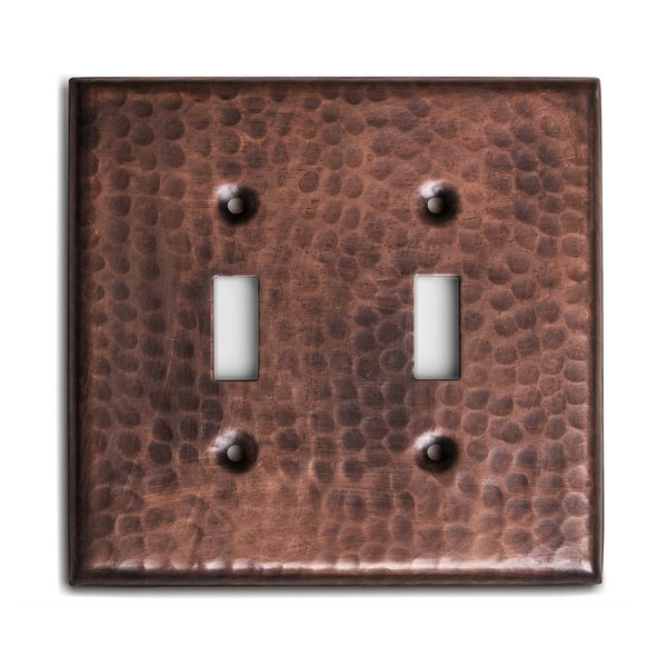 Monarch Abode 17008 Double Switch Hand Hammered Toggle Decorative Wall Plate Switch Plate Outlet Cover, 2-Gang, Pure Copper