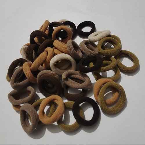 Generic Black & Brown Shades Hair Ties 50pcs for Women Girls, Seamless Thick Black Hair Band, Elastic Hair Ties No Ponytail Holder