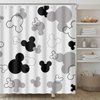 BIYSUC Mouse Head Shower Curtain Black and White Children Cartoons Kids Bath Curtain Cute Animal Grey Bathroom Home Decor Waterproof Polyester Fabric 72Lx72W Inch with 12 Pack Hooks
