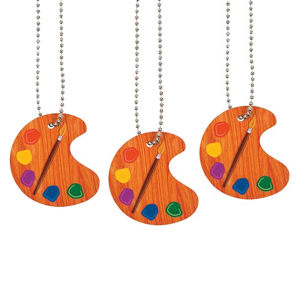 Fun Express Artist Paint Palette Necklaces - Paint Birthday Party Favors for Kids - Art Party Supplies - 12 pc