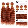 Orange Bundles Human Hair Color 350 Deep Wave Bundles Double Weft Ginger Orange Deep Curly Bundles Human Hair Wet and Wavy Bundles Soft and Silky for Black Woman (24 24 24 inch,3 Bundles)