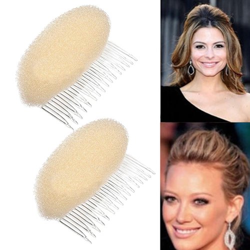 2Pcs Charming Bump It Up Volume Inserts Hair Comb, Do Beehive Hair Style Tool Hair Comb, Do Beehive Hair Base Styling Accessories for Women Lady Girl (Beige)