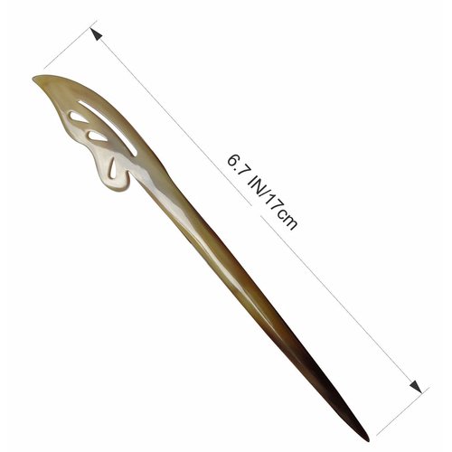 Buffalo Horn Hair sticks, Handmade Hair Sticks are Carved by Hand, Hair chopstick for Buns Hair Chopsticks for Women, Natural horn (Butterfly hair stick - white)