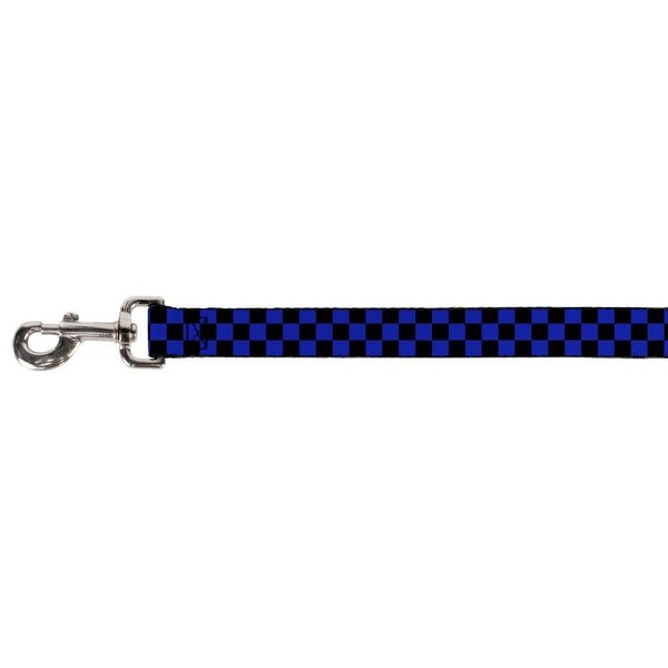 Buckle-Down Pet Leash - Checker Black/Neon Blue - 6 Feet Long - 1.5" Wide