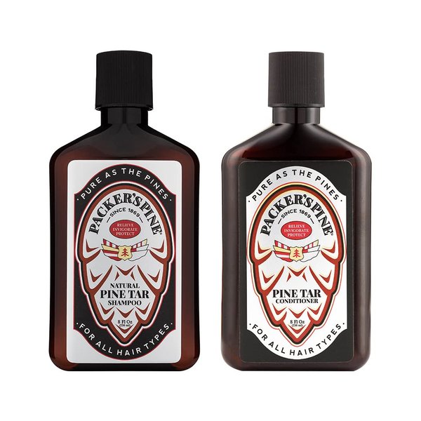 Packer's Pine Tar Hair Care Bundle: Men's Shampoo & Conditioner | Natural Pine Tar & Oils | Soothing, Adventure-Inspired Formulas for Itchy, Dry Scalp & Outdoor Relief