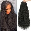 9 Pack 22 Inch Goddess Crochet Box Braids Curly Ends Bohomian Goddess Box Braids Crochet Hair Synthetic Crochet Braids Hair Extensions(22 Inch,1B)