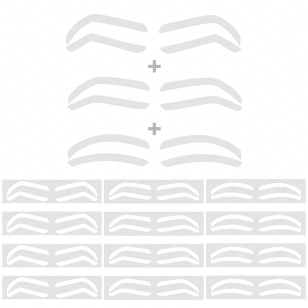 Disposable Eyebrow Design Stencil Eyebrow Tint Airbrush Auxiliary Sticker for Brows Shaping with Single Eyebrows Type Option (1 Bag - Mixed type - 12 Pairs)