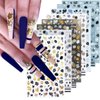 8Sheets Gold Maple Leaf Nail Stickers 3D Fall Nail Art Supplies Holographic Autumn Nail Art Sticker Maple Leaves Design Foils Laser Shiny DIY Nail Art Decoration Thanksgiving Day Manicure Accessories