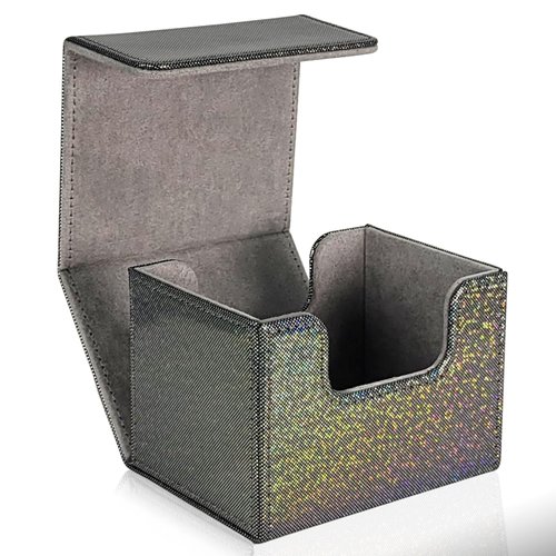 Dmoicols Trading Card Storage Box Leather Card Decck Box Horizontal Single One (Sparkly Black Point)