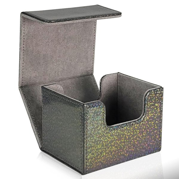 Dmoicols Trading Card Storage Box Leather Card Decck Box Horizontal Single One (Sparkly Black Point)