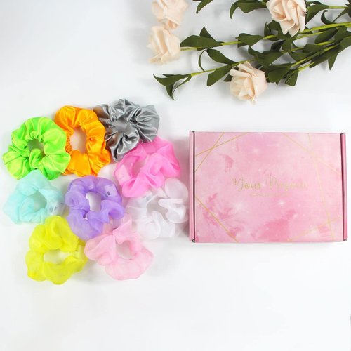 9 Pcs Light Up Scrunchies for Women, 3 Light Modes Led Scrunchies, Light Scrunchy for Girls, Glow Bands Ponytail Holder Glow in the Dark Christmas Hair Accessories Neon Rave party supplies