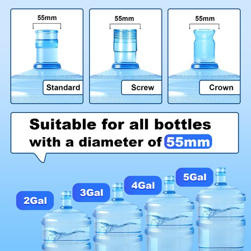 MYLOLF 3 & 5 Gallon Water Jug Cap, Reusable Food Grade Silicone Replacement Cap for 55mm Standard/Screw/Crown Tops Water Bottle and Water Dispensers, Non-Spill & Leak Free - 3PCS