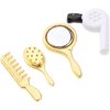 4Pcs Miniature Comb Hair Dryer Mirror Makeup Set /12 Dollhouse Decorations Accessories