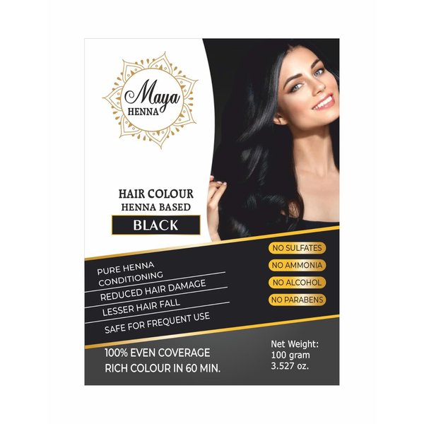 MAYA Henna 100 GRAM Hair Color, 100% Organic Henna Powder Infused with Goodness of Herbs, Natural Henna Hair Dye For Soft Shiny Hair,5 sachets X 20 gram each (BLACK)