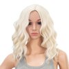 SWACC 15 Inch Short Curly Wavy Hair Wig Medium Length Synthetic Colorful Cosplay Daily Party Wig for Women with Wig Cap (Platinum Blonde)