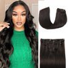 Clip in Hair Extensions Real Human Hair Straight 22 Inch 7pcs 120g Clip ins Hair Extensions Brazilian Remy Human Hair 16 Clips Double Weft Human Hair For Women (22 Inch, 1B Natural Black)
